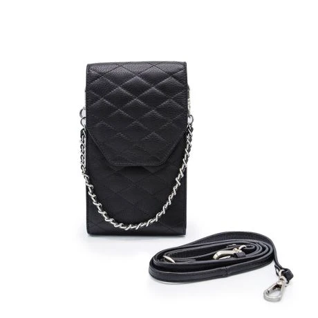 MOSZ Telefoontasje Quilted Black Brushed Silver - Afbeelding 2