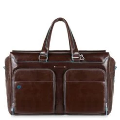 Piquadro Black Square Weekender Duffle Laptop 15" Mahogany