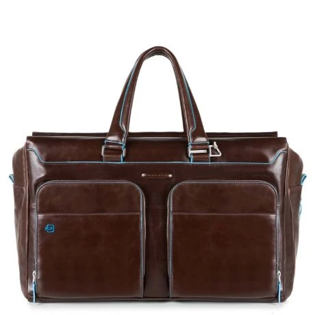 Piquadro Black Square Weekender Duffle Laptop 15" Mahogany