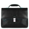 Piquadro Blue Square Expandable Computer Portfolio Briefcase 15" Black