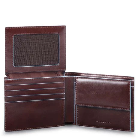 Piquadro Blue Square Men's Wallet With Flip Up/Coin Pocket Mahogany - Afbeelding 2