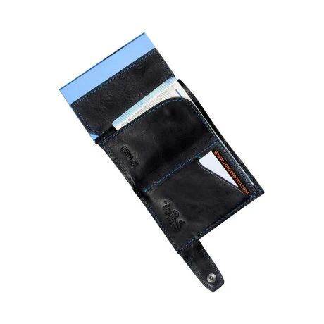 Tony Perotti Furbo Leren Pasjeshouder Met Kleingeldvak Carbon Blauw Zwart - Afbeelding 2